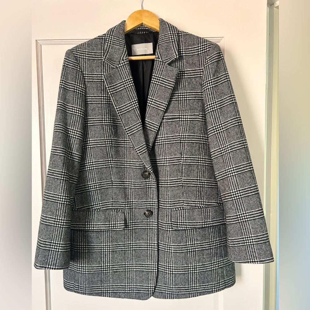 Everlane Black and White Plaid Blazer 6